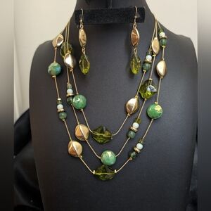 #57. Gold & Lime Green Set With Herringbone Chain